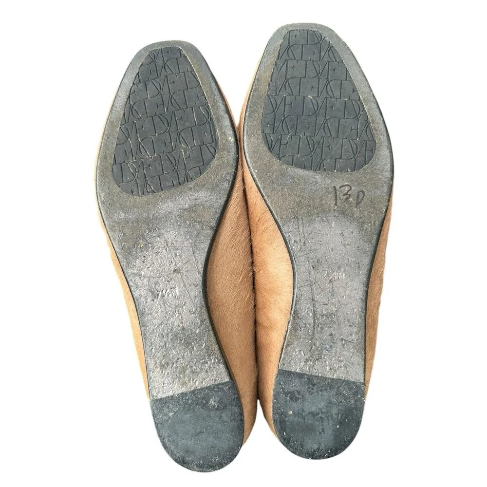 Diane von Furstenberg DVF Camel Calf Hair Ballet Flats Tan Sz 7.5 M Brazil